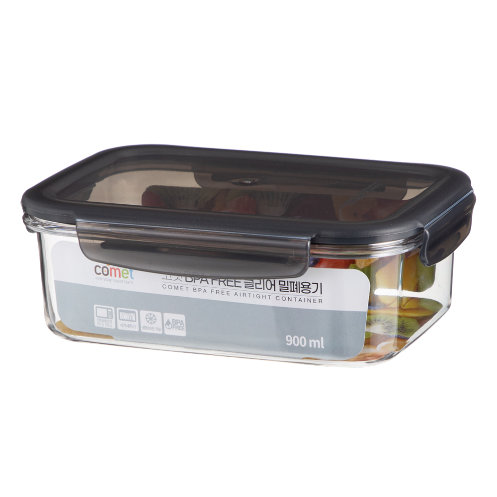 코멧 국내생산 BPA FREE 클리어 직사각 밀폐용기, 4개, 600ml 이미지 5